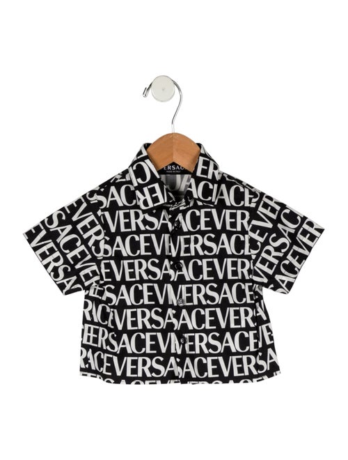 Versace Infant Boys' Logo Print Short Sleeve Button Up Collared Shirt