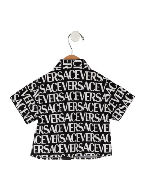 Versace Infant Boys' Logo Print Short Sleeve Button Up Collared Shirt