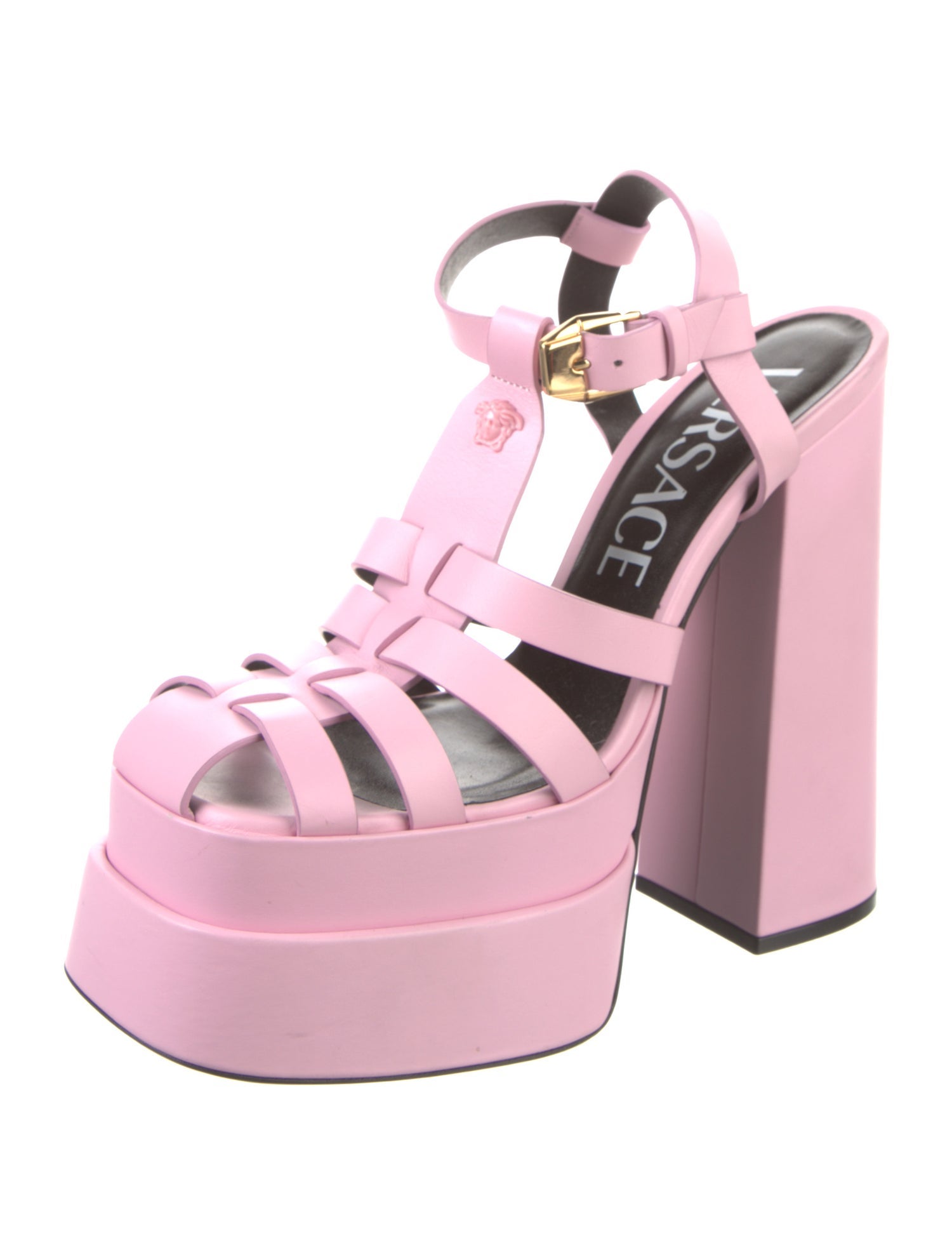 Versace Leather T-Strap Pumps