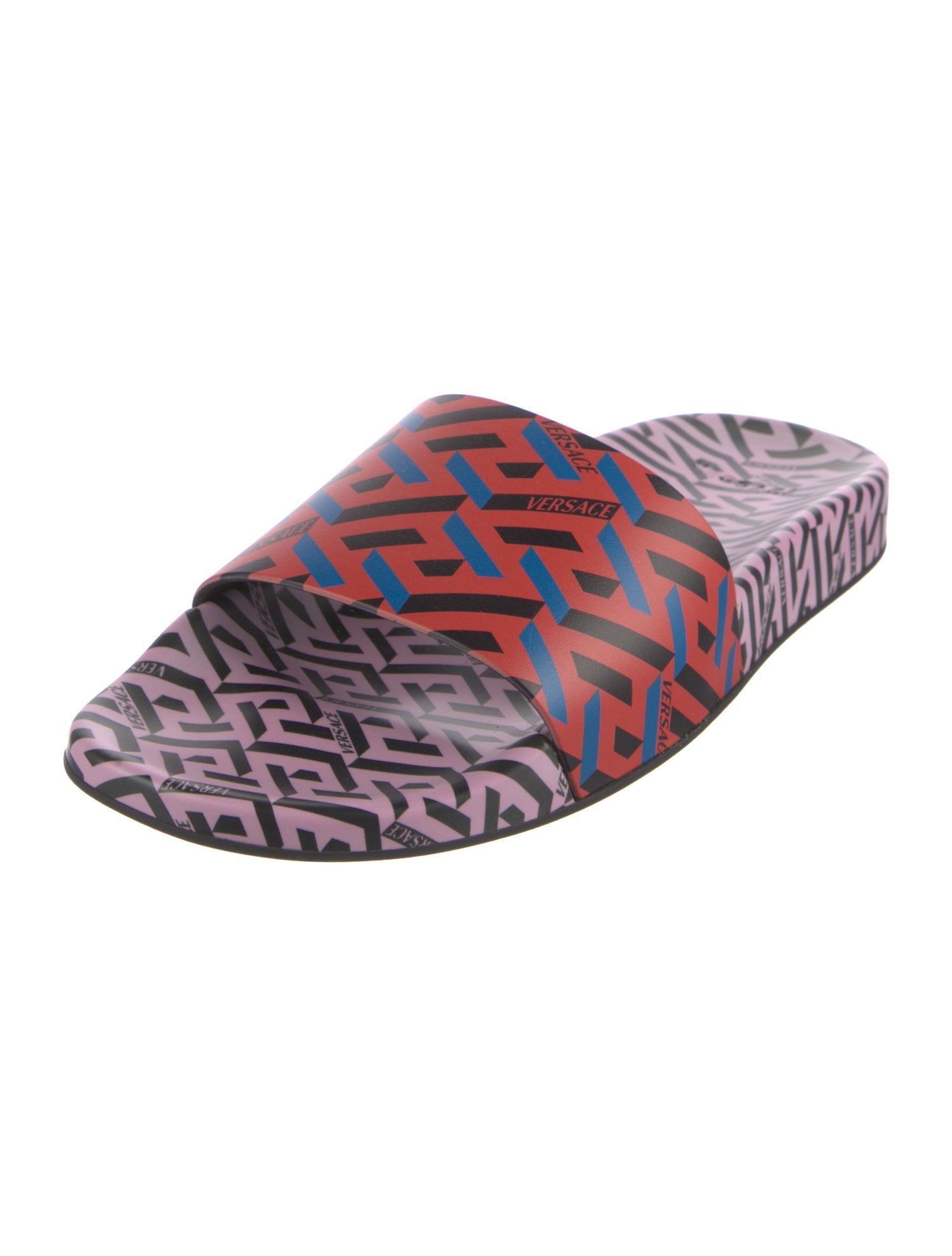 Versace Leather Printed Slides