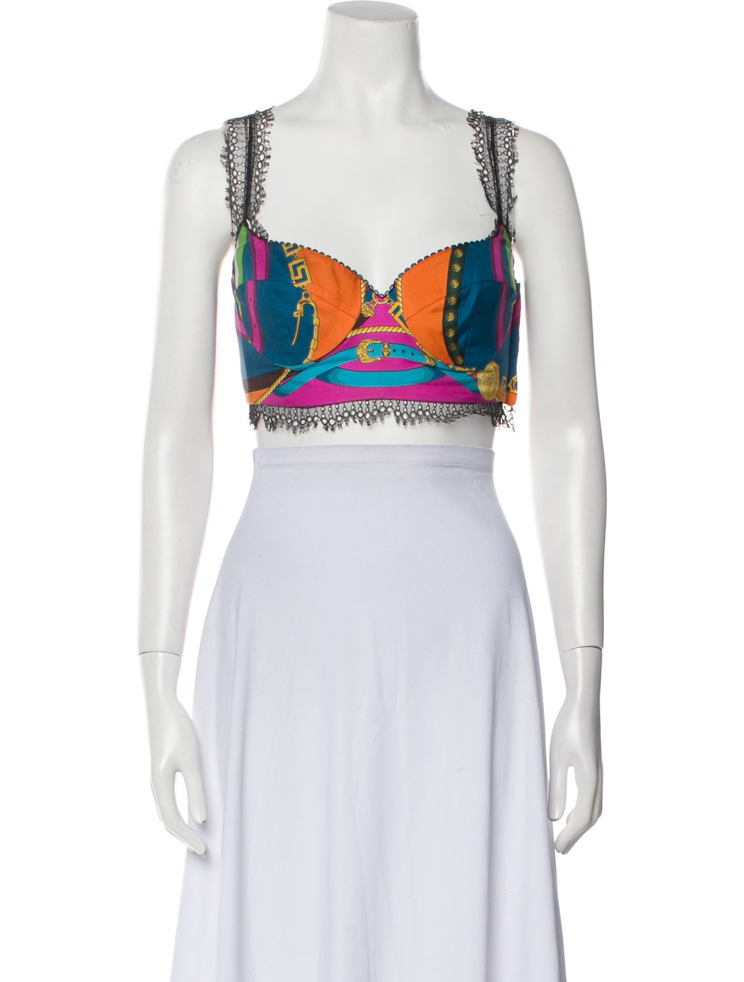 Versace Silk Printed Crop Top