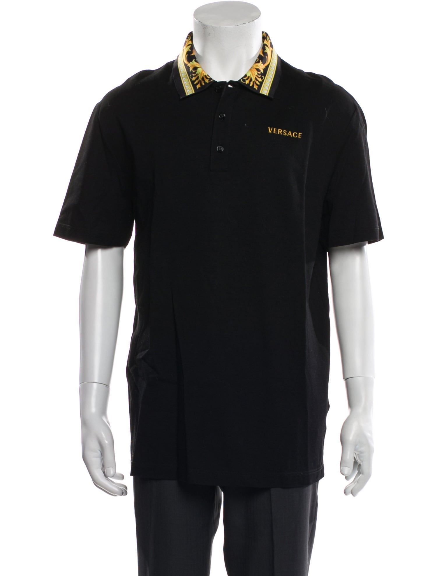 Versace Barocco Print Collar Polo Shirt