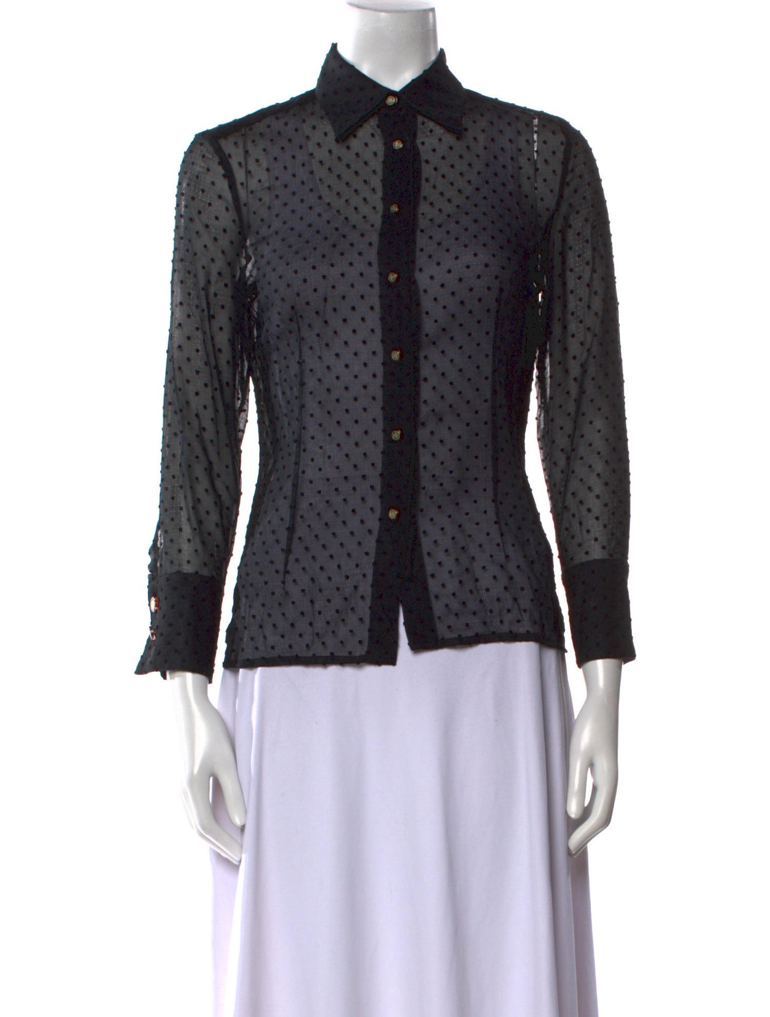 Versace Printed Long Sleeve Button-Up Top