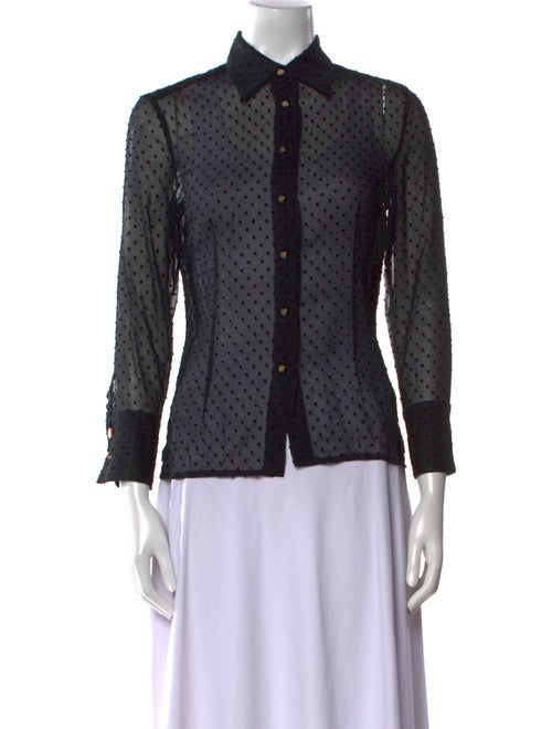 Versace Printed Long Sleeve Button-Up Top