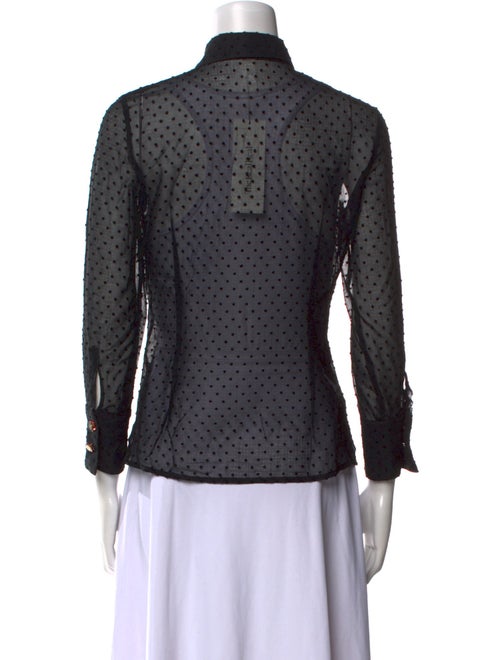 Versace Printed Long Sleeve Button-Up Top