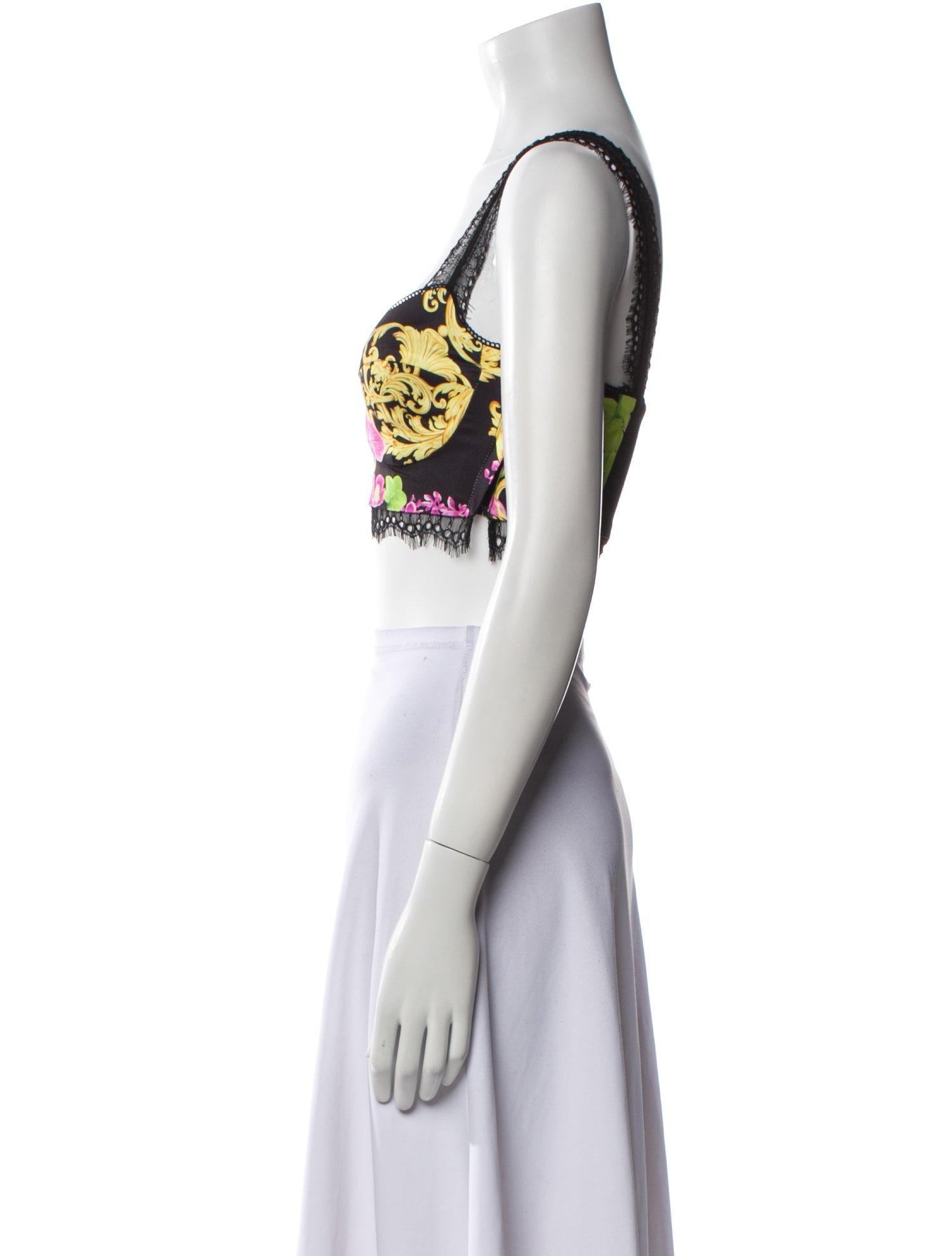 Versace Printed Square Neckline Crop Top