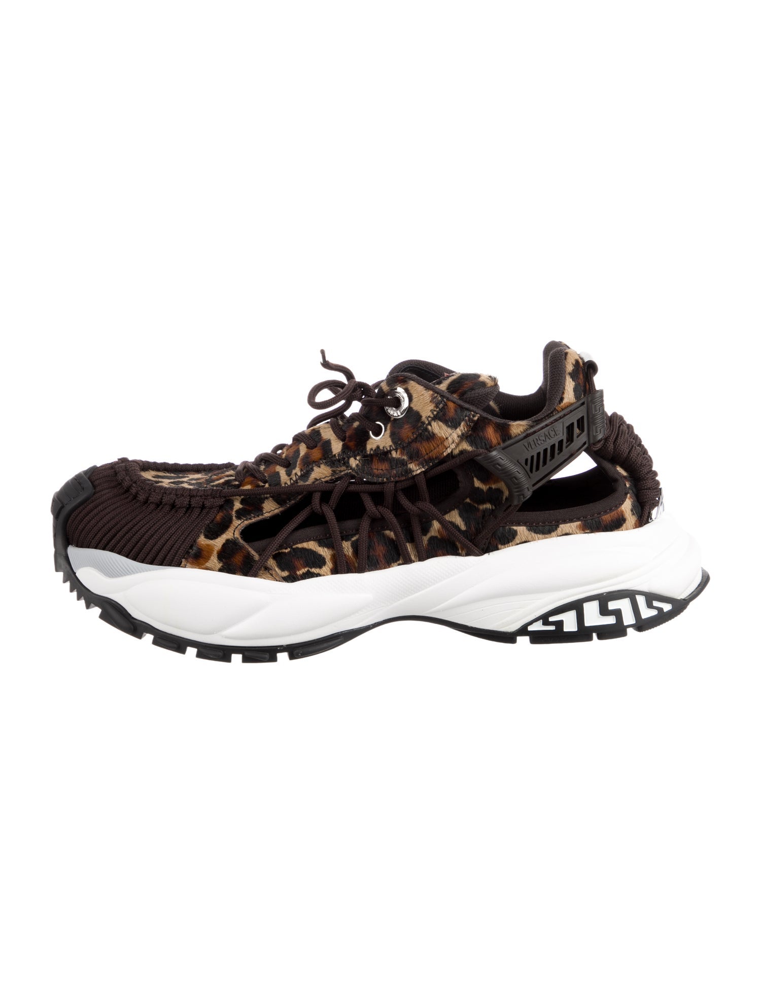 Versace Ponyhair Animal Print Athletic Sneakers