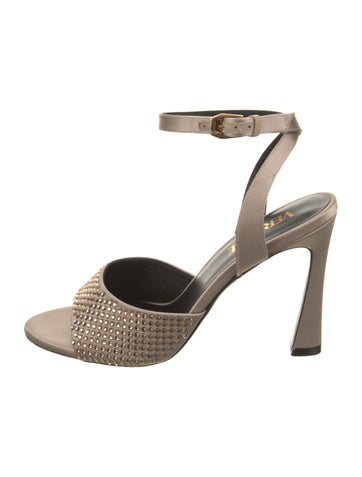 Versace Sandals Satin Crystal Embellishments IT 37.5 | 7.5