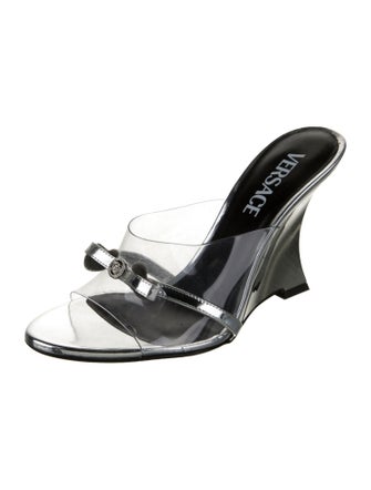 Versace PVC Leather Trim Embellishment Slides
