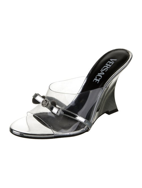 Versace PVC Leather Trim Embellishment Slides