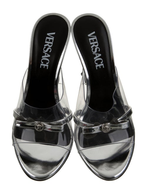 Versace PVC Leather Trim Embellishment Slides