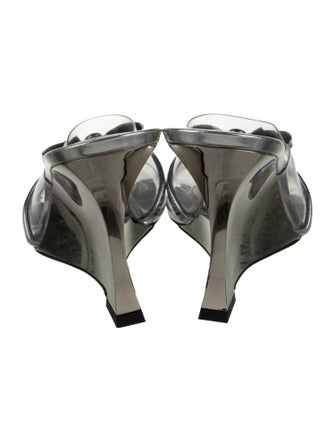 Versace PVC Leather Trim Embellishment Slides