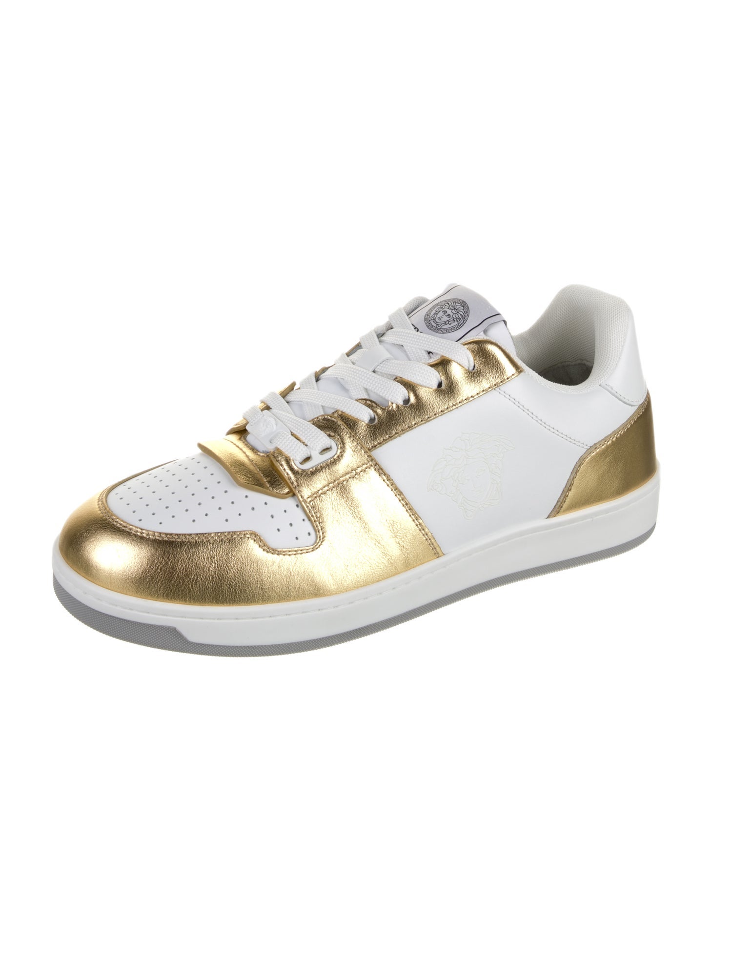 Versace Leather Colorblock Pattern Sneakers w/ Tags