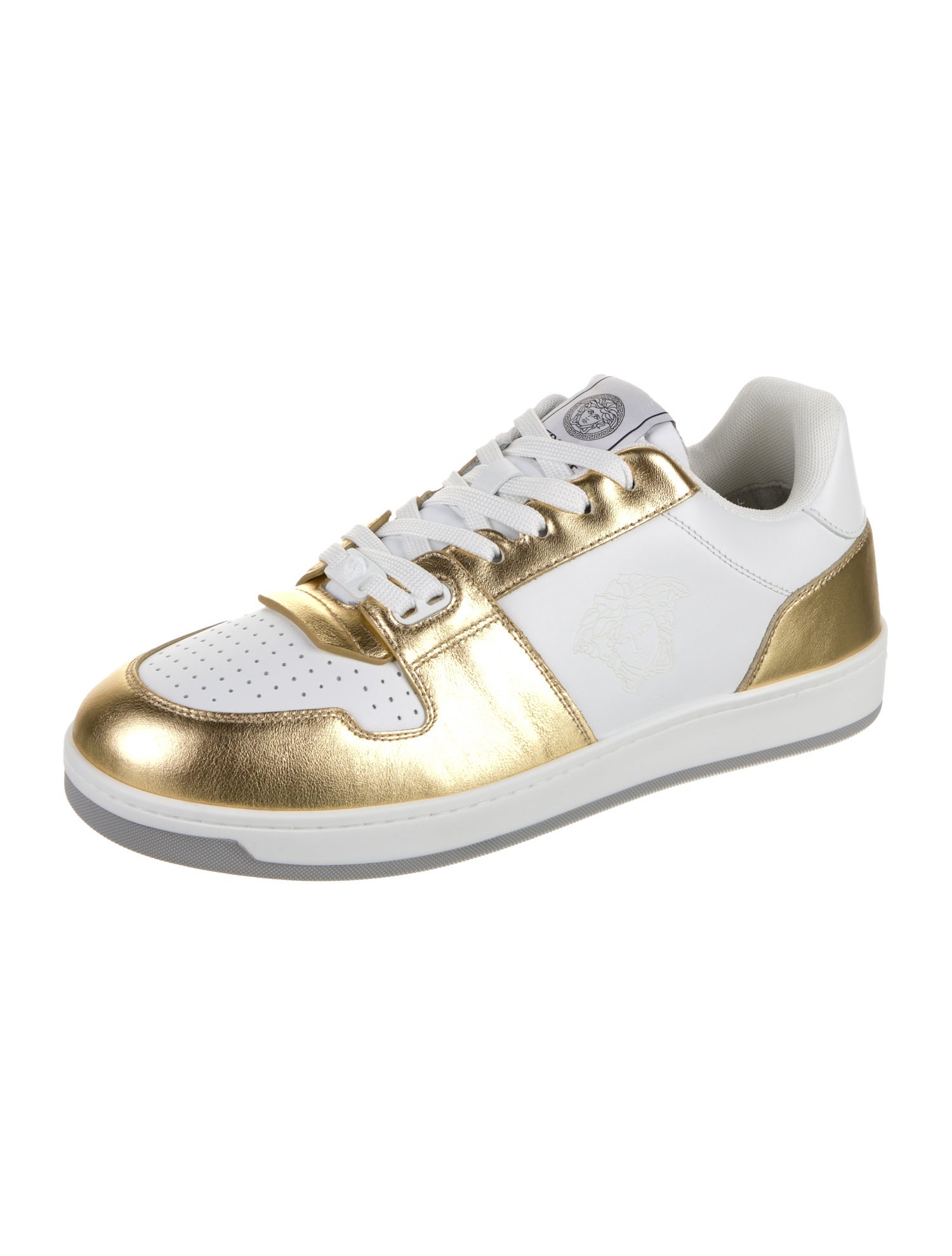 Versace Leather Colorblock Pattern Sneakers w/ Tags