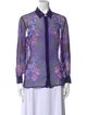 Versace Silk Floral Print Button-Up Top