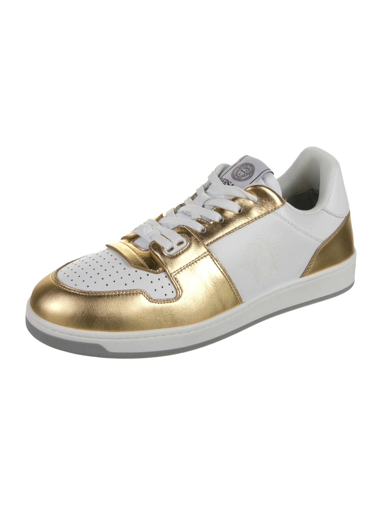 Versace Leather Colorblock Pattern Sneakers