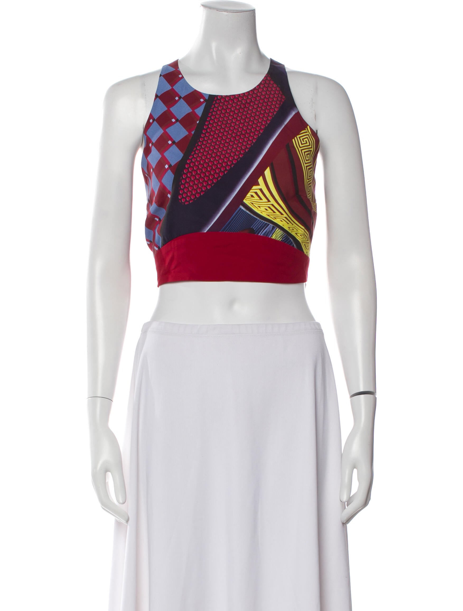 Versace Printed Crew Neck Crop Top