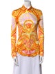 Versace Printed Long Sleeve Button-Up Top