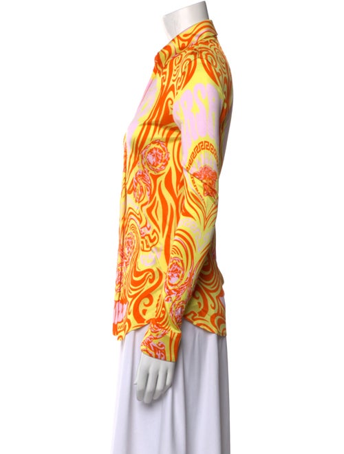 Versace Printed Long Sleeve Button-Up Top