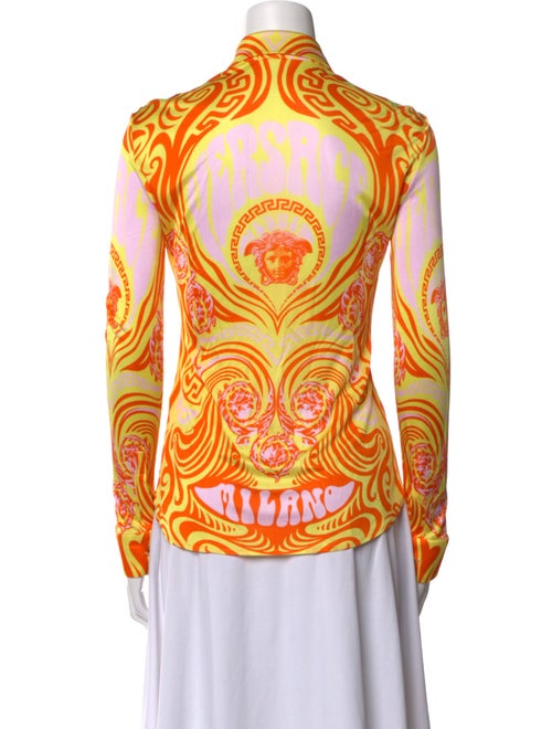 Versace Printed Long Sleeve Button-Up Top
