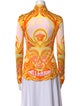 Versace Printed Long Sleeve Button-Up Top