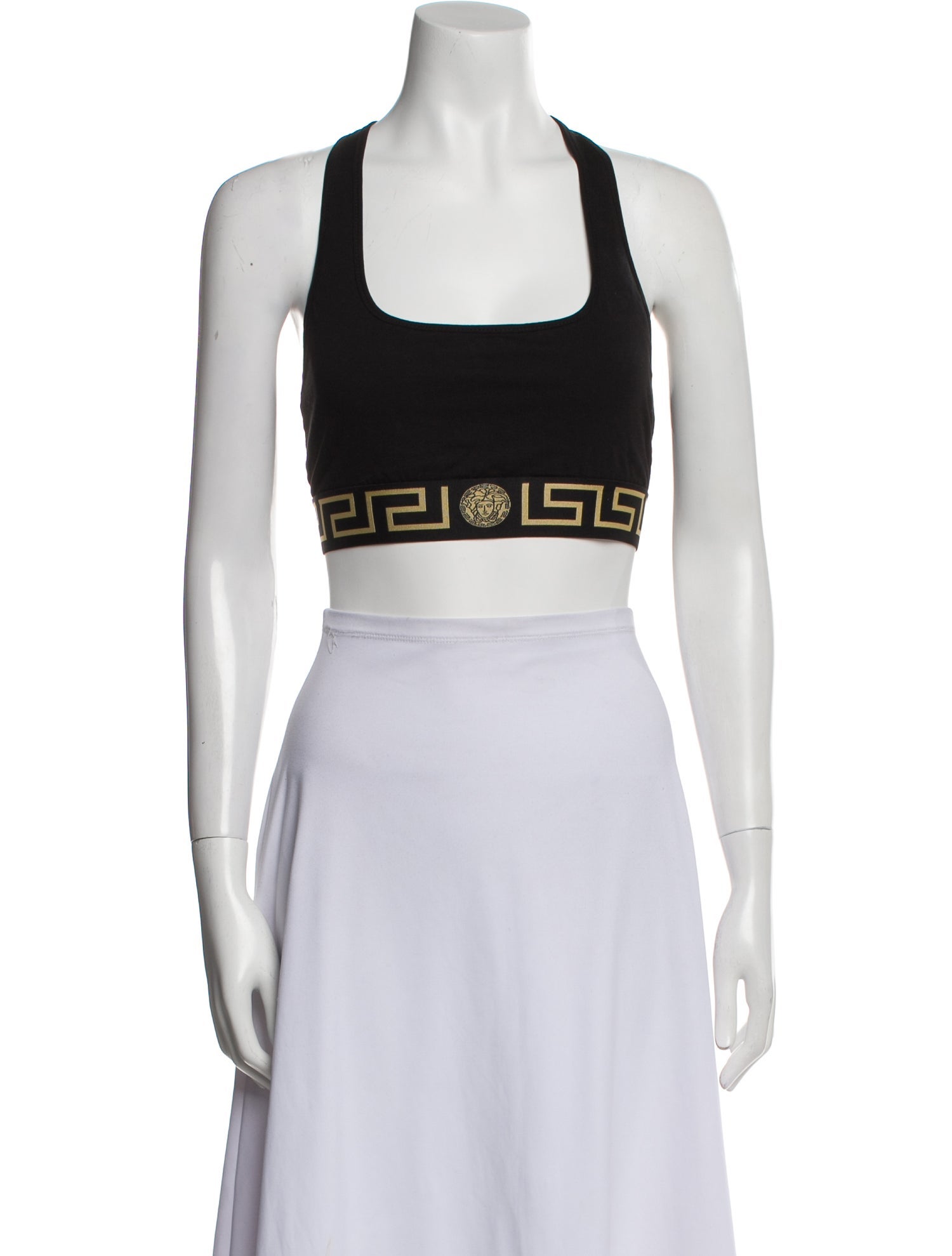 Versace Graphic Print Square Neckline Crop Top