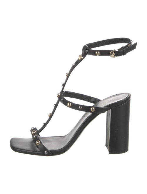 Versace Medusa Insignia Leather T-Strap Sandals
