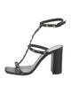 Versace Medusa Insignia Leather T-Strap Sandals