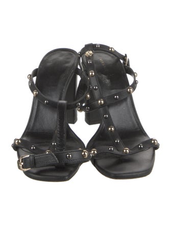 Versace Medusa Insignia Leather T-Strap Sandals