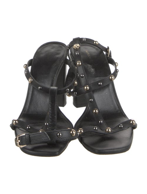 Versace Medusa Insignia Leather T-Strap Sandals