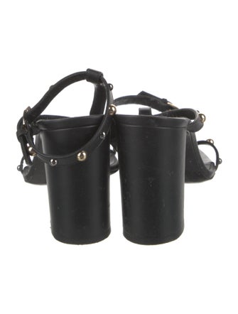 Versace Medusa Insignia Leather T-Strap Sandals