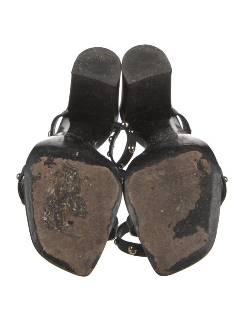 Versace Medusa Insignia Leather T-Strap Sandals