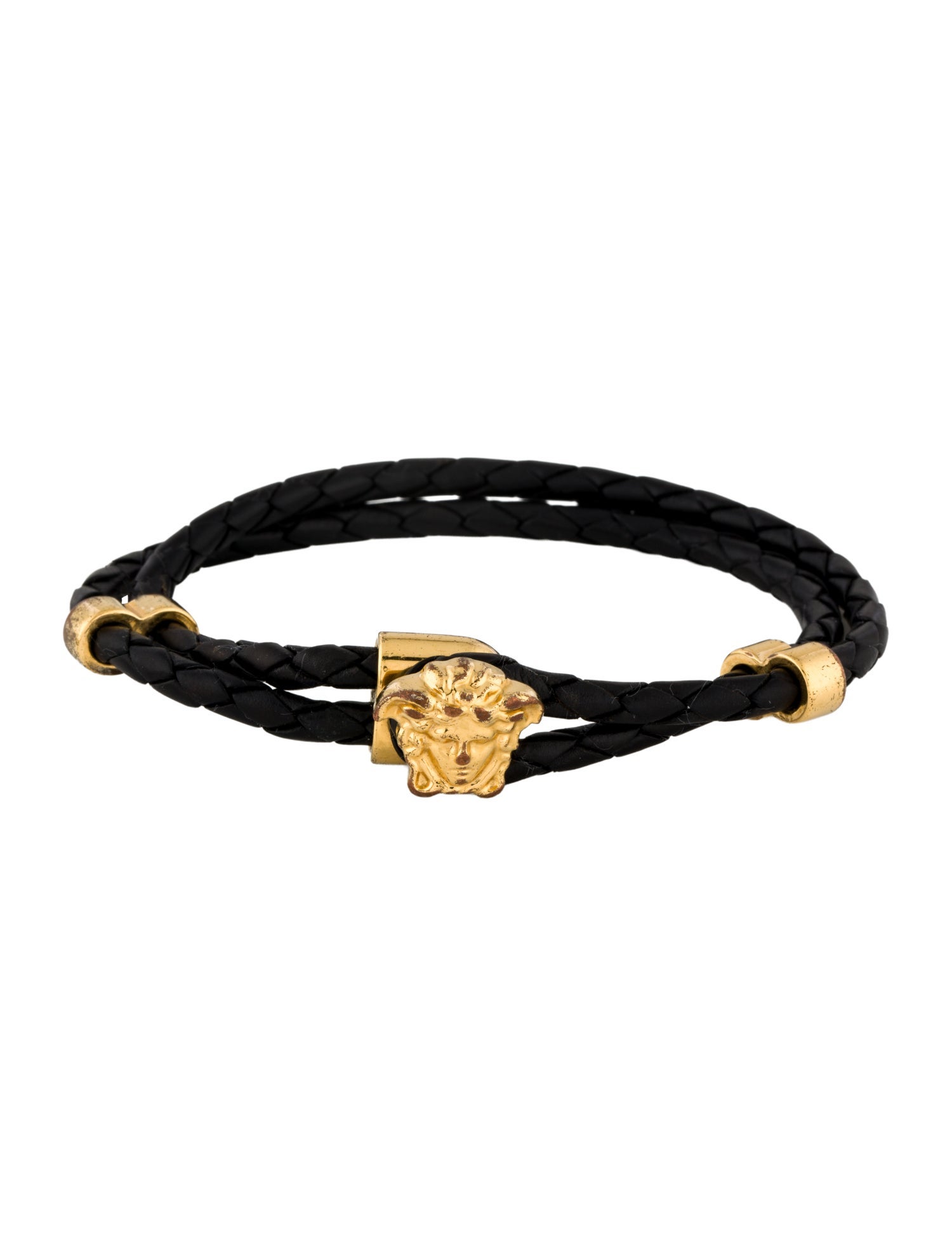 Versace Medusa Braided Leather Bracelet