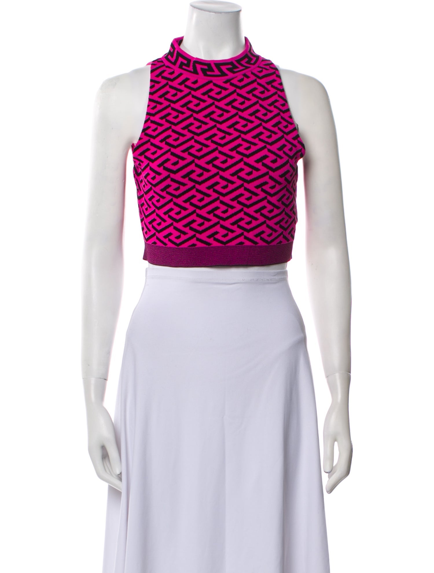 Versace Printed Mock Neck Crop Top