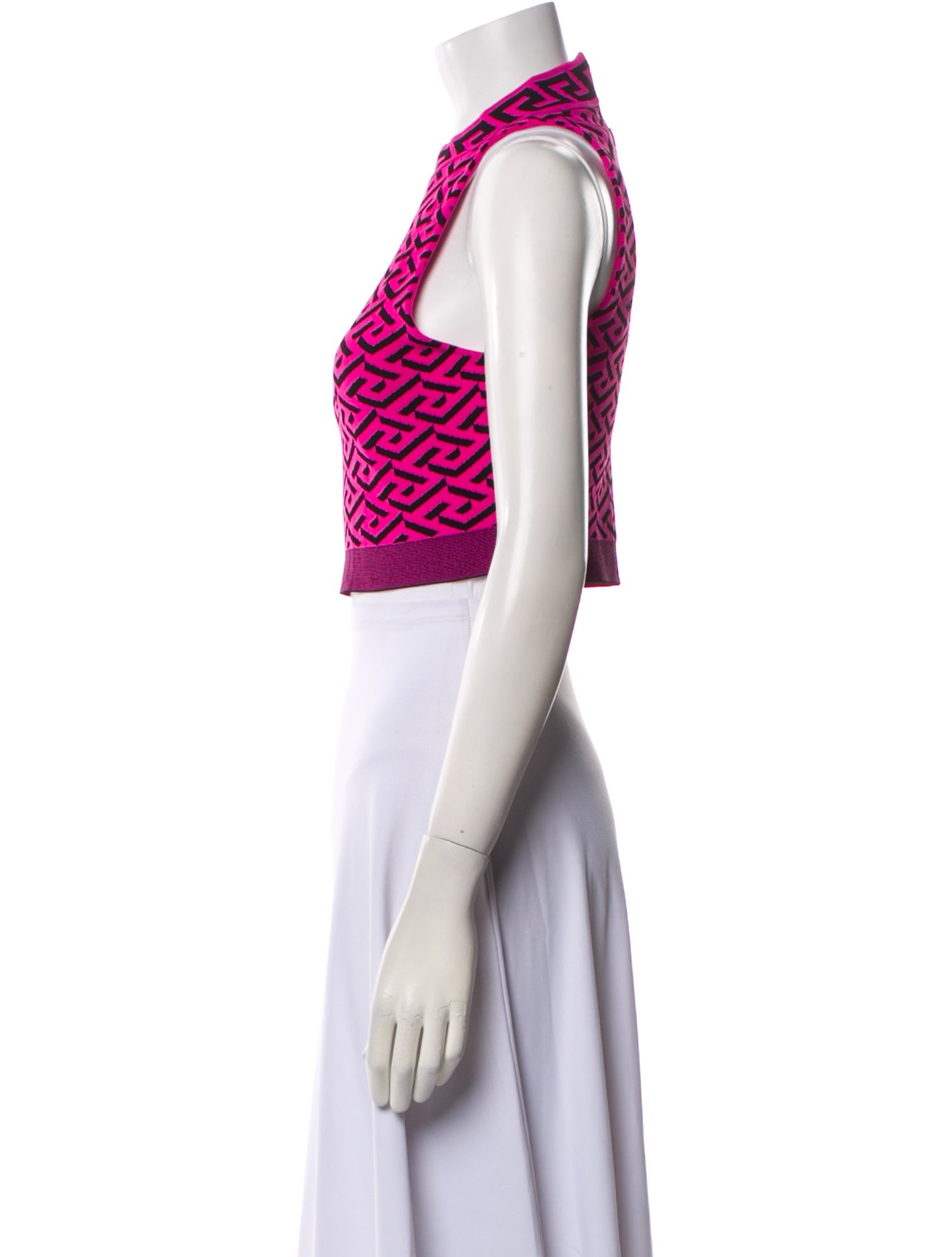 Versace Printed Mock Neck Crop Top