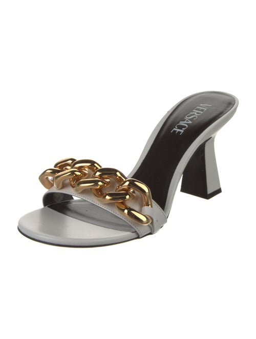 Versace Leather Chain-Link Accents Slides