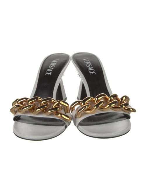 Versace Leather Chain-Link Accents Slides