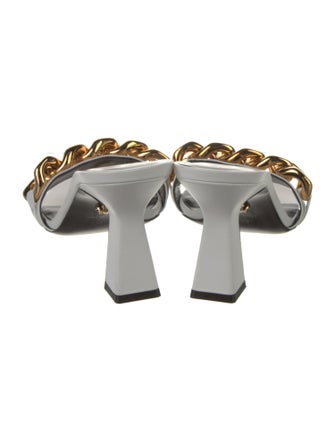 Versace Leather Chain-Link Accents Slides