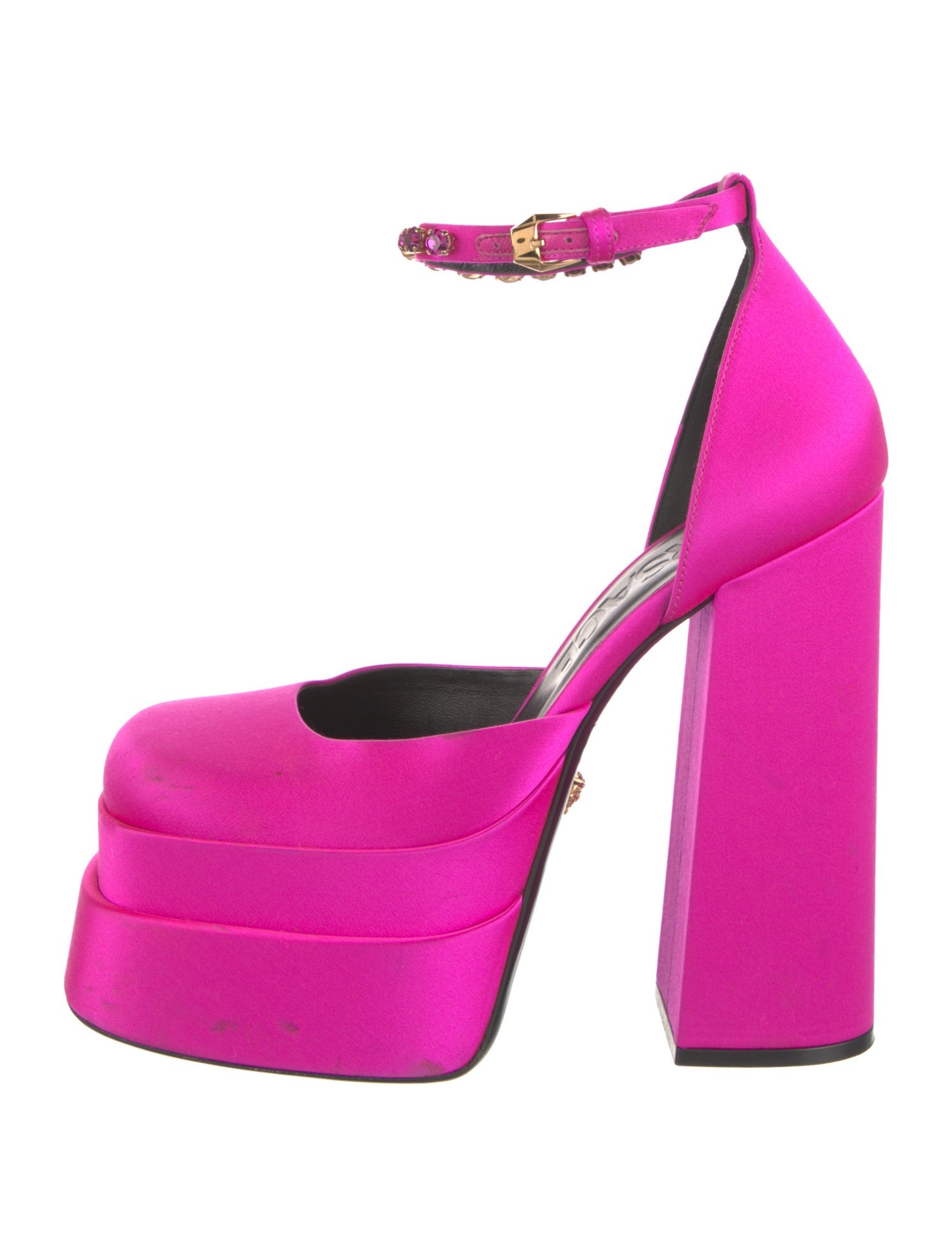 Versace Medusa Insignia Satin D'Orsay Pumps