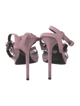 Versace Medusa Insignia Leather T-Strap Sandals