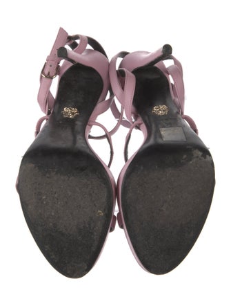 Versace Medusa Insignia Leather T-Strap Sandals