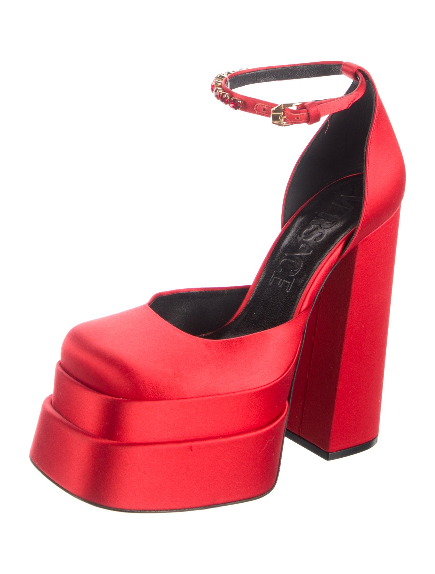 Versace Medusa Insignia Satin D'Orsay Pumps