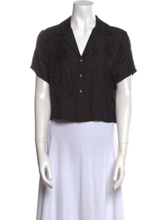 Versace Short Sleeve Button-Up Top