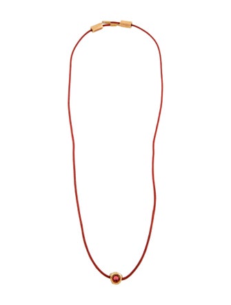 Versace Crystal & Enamel Medusa Adjustable Cord Collar Necklace