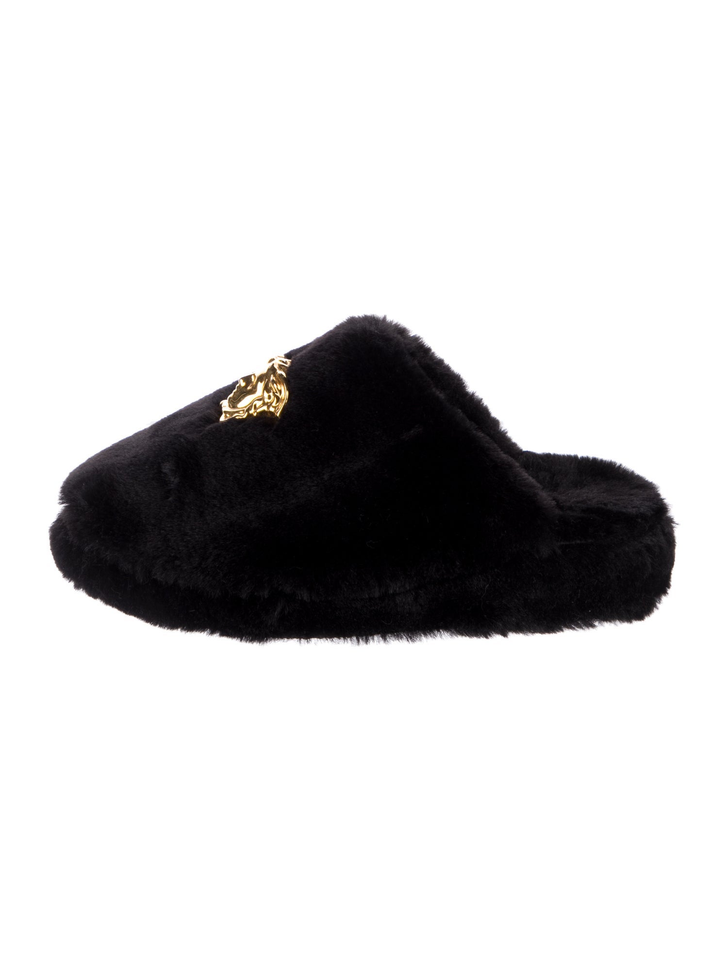 Versace Medusa Insignia Faux Fur Mules