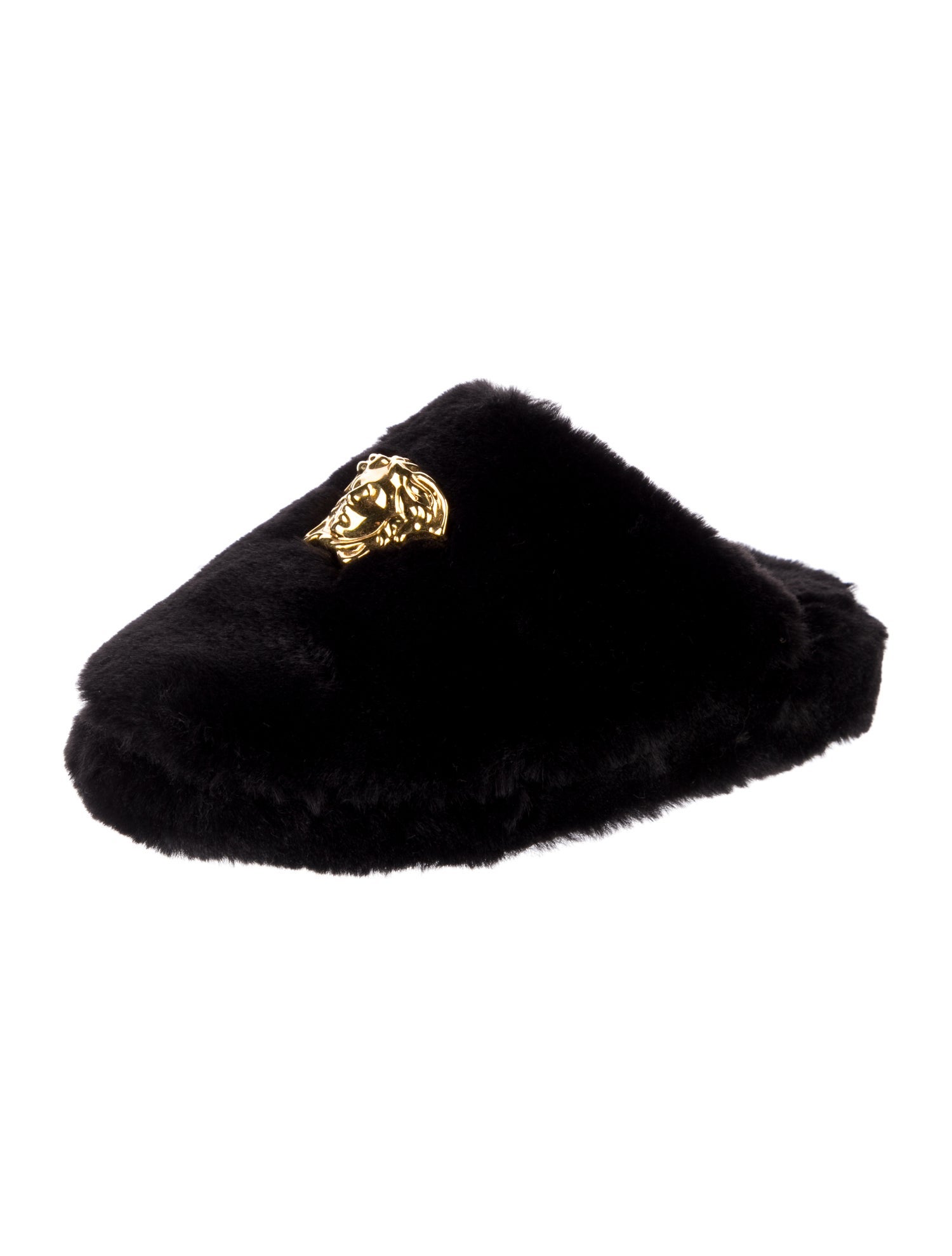 Versace Medusa Insignia Faux Fur Mules