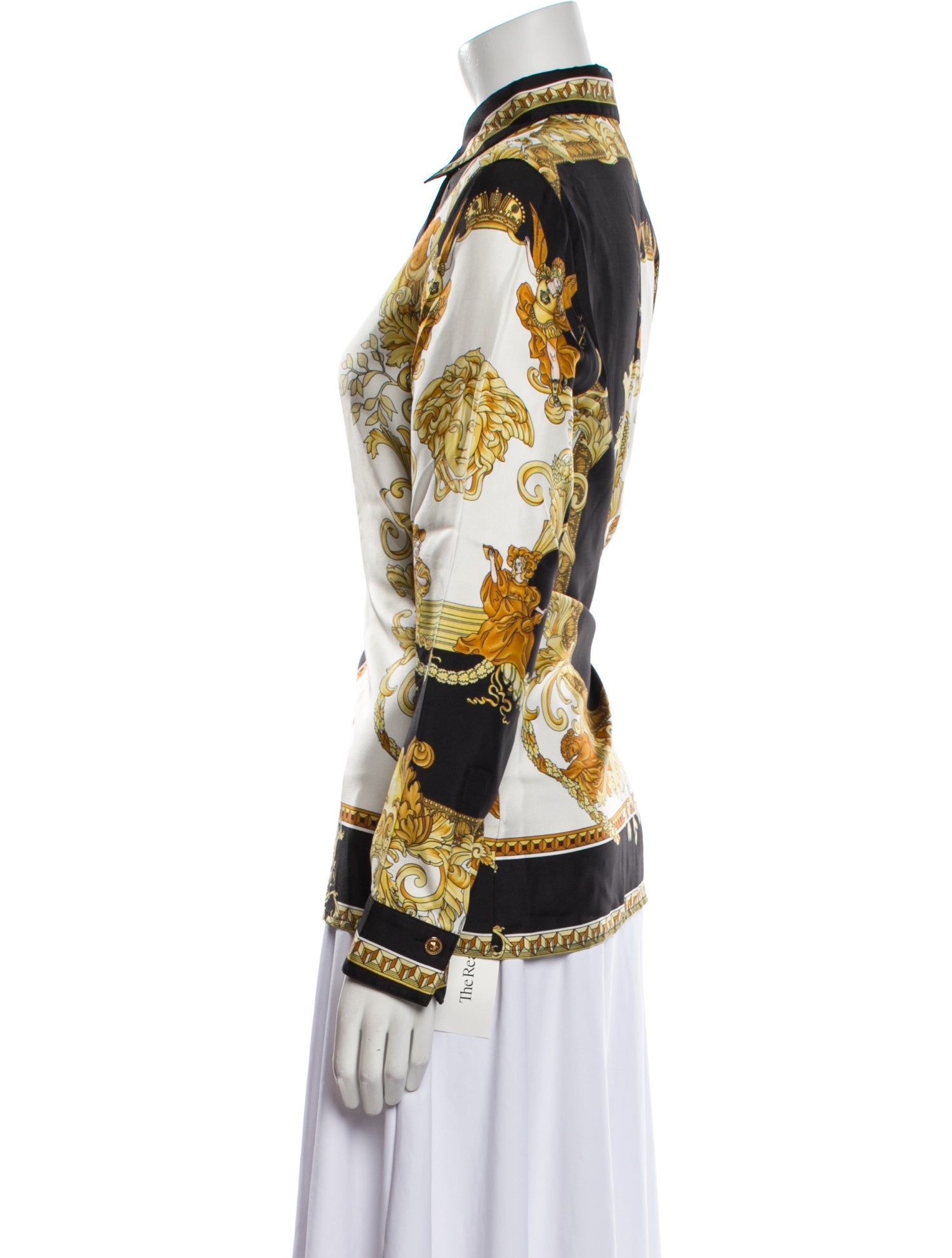 Versace Silk Printed Button-Up Top