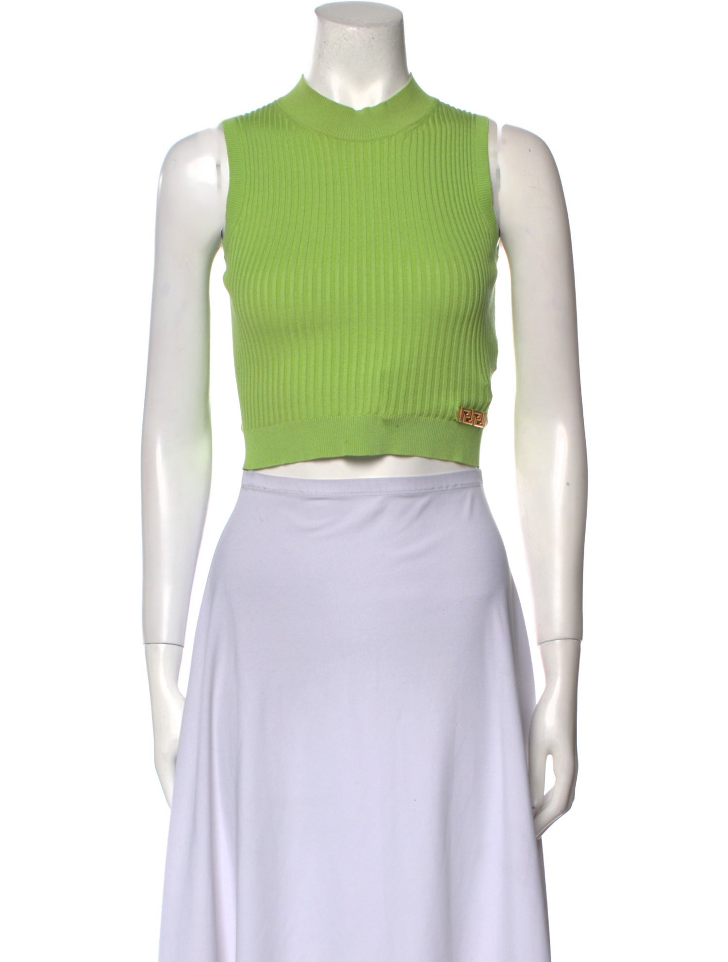 Versace Silk Crew Neck Crop Top