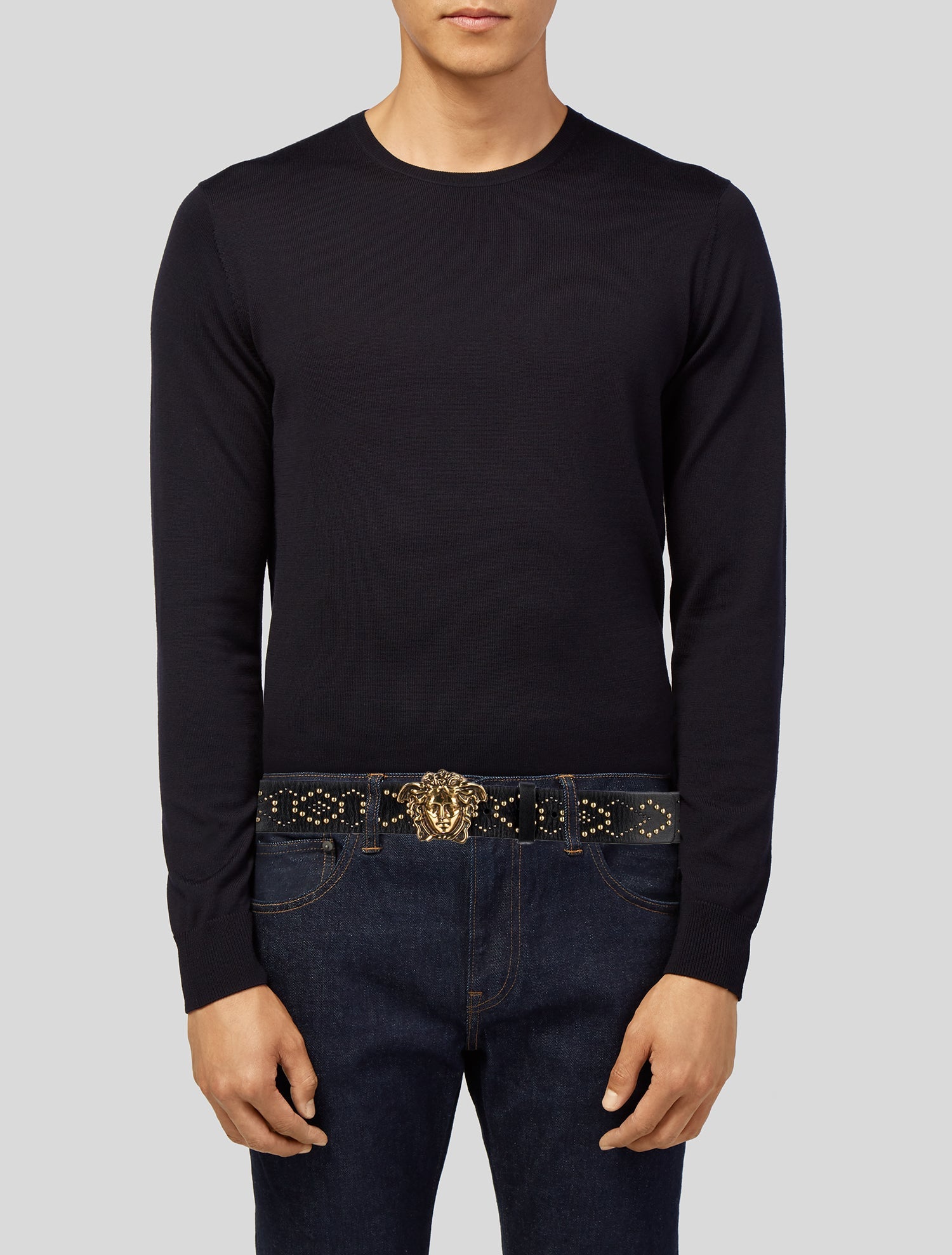 Versace Leather Studded Accents Belt Kit
