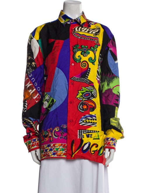 Versace Silk Printed Button-Up Top